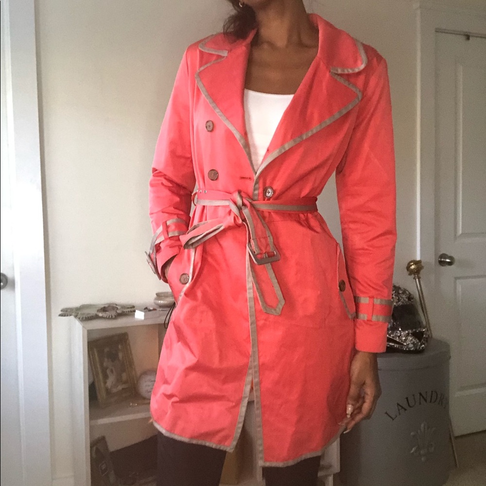 Banana Republic Tangerine & Tan Trenchcoat